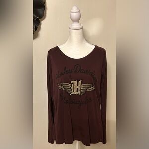 Harley-Davidson Women's Burgundy Long Sleeve Tee